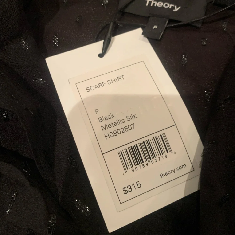 NWT Theory Metallic Silk Scarf Shirt/blouse - Picture 6 of 6